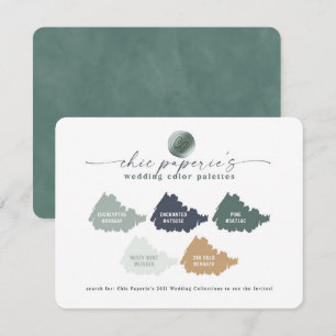Green Navy Gold Summer Wedding Colour Palette Card