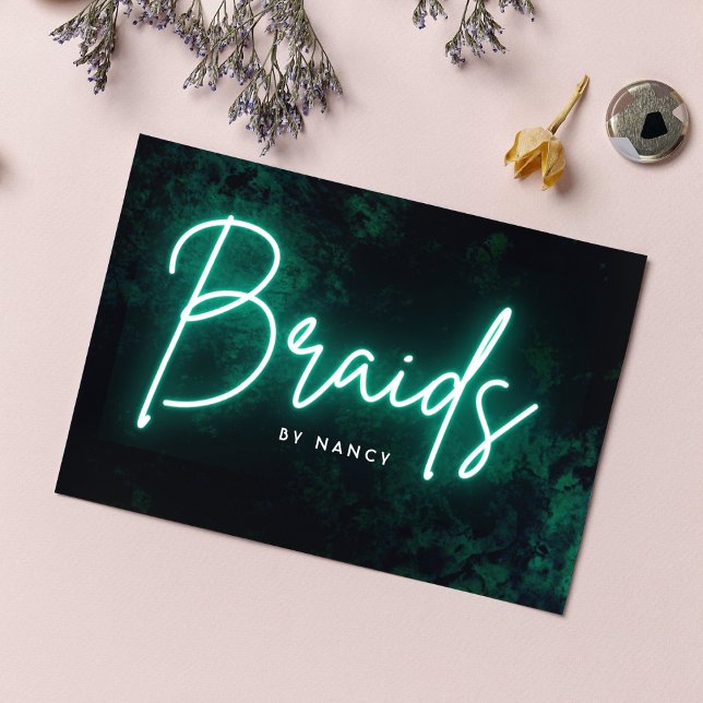 Green Neon Braids Business Card (Creator Uploaded)
