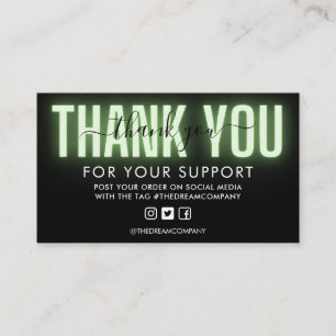 Green Neon Calligraphy Thank You Media Insert