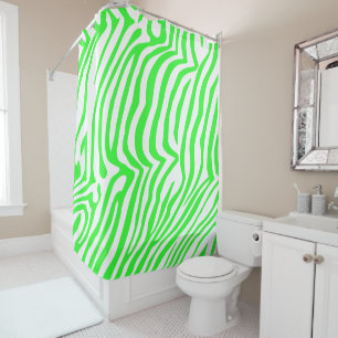 Green neon colour zebra pattern shower curtain