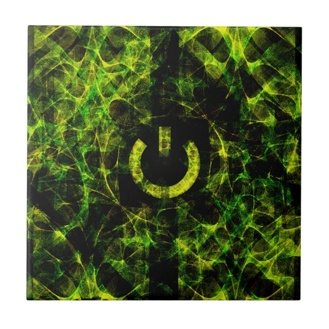 Green Neon Fire Ceramic Tile (Front)