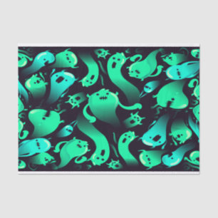 Green Neon Ghost Pattern Tissue Paper