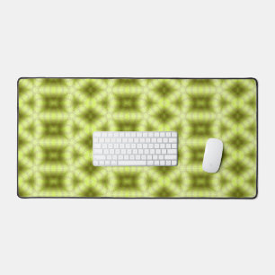 Green neon glow abstract pattern desk mat