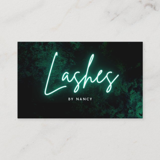 Green Neon Lash Makeup Artist  Business Card (Front)