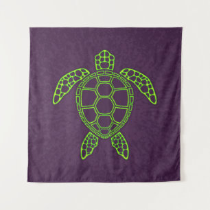 Green Neon Lava Sea Turtle Design Tapestry