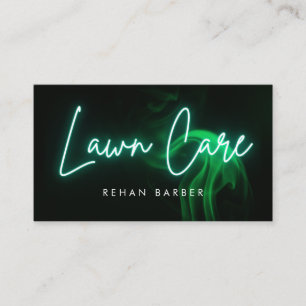 Green Neon Lawncare & Grass Cutting Business Card