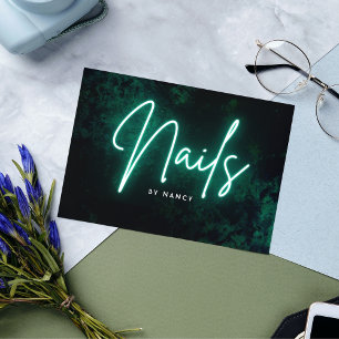 Green Neon Nail Artist Nail Tech Business Card