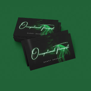 Green Neon Occupational Therapist  Business Card