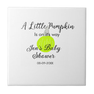 Green neon pumpkin little pumpkin is on it's way ceramic tile