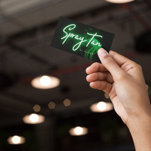 Green Neon & Smoke Spray Tan Handwritten Script Business Card
