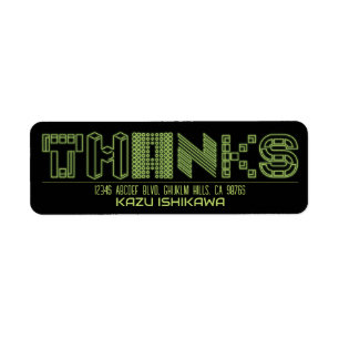 Green Neon THANKS   Return Address Label. Label