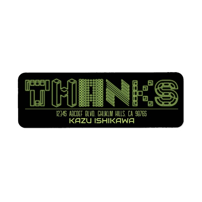 Green Neon THANKS | Return Address Label. Label (Front)