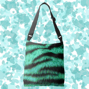 Green neon tiger stripes crossbody bag