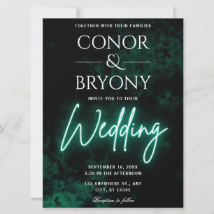 Green Neon Wedding Invitation