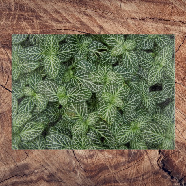 Green Nerve Plant Leaves Floral Cutting Board (In Situ)