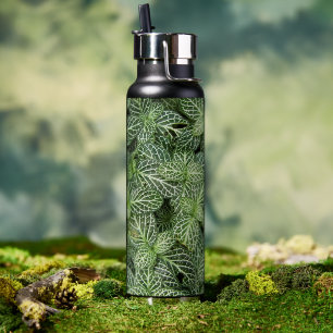 Green Nerve Plant Leaves Floral Water Bottle