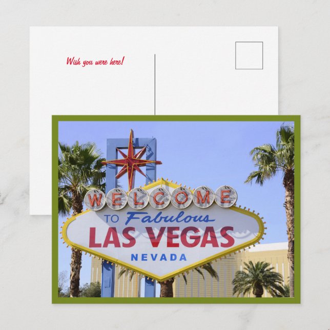 Green  Nevada Welcome Sign Las Vegas postcard (Front/Back)