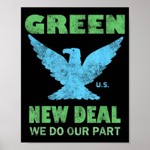 GREEN NEW DEAL Blue Eagle Retro Political Poster