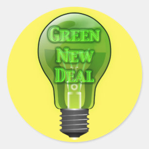 Green New Deal Light Bulb Classic Round Sticker