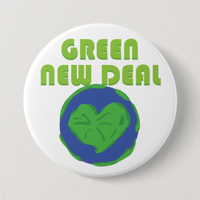 Green New Deal Love Earth Heart 7.5 Cm Round Badge (Front)