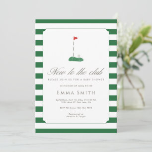 Green New to the Club Golf Baby Shower Invitation
