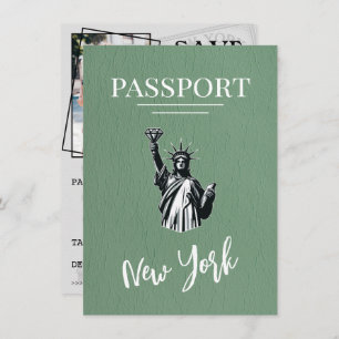 Green New York City Passport Save The Date
