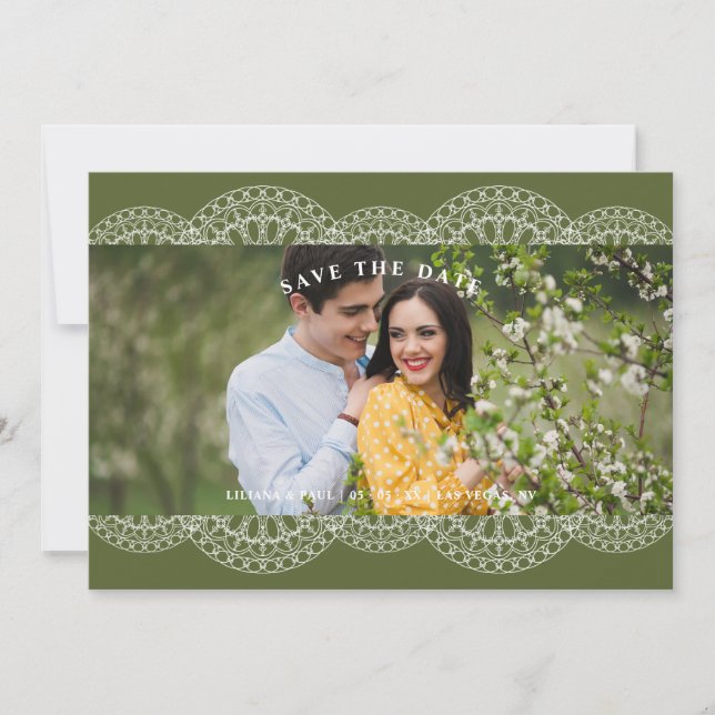 Green Nice Lace Effect Romantic Couple Photo  (Front)