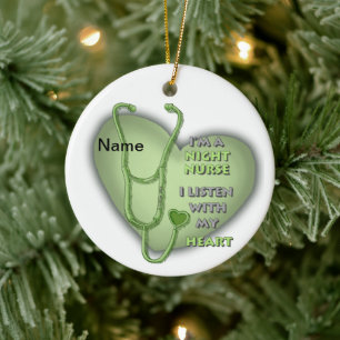 Green Night Nurse Heart ornament