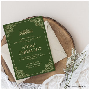 Green Nikah Ceremony Islamic Muslim Wedding Invitation