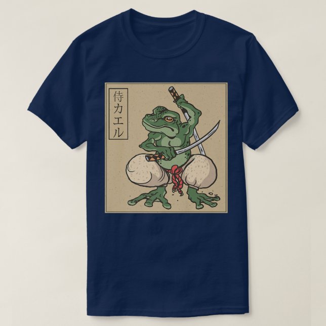 Green Ninja Frog Samurai  T-Shirt (Design Front)