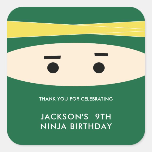 Green Ninja Party Labels (Front)