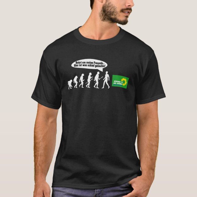 Green No Danke Statement Evolution Anti Green Prot T-Shirt (Front)