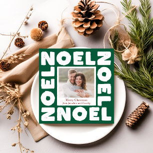 Green Noel Contemporary Typography Photo Holiday Card