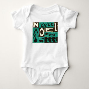 Green Noel Vintage Block Print Baby Bodysuit