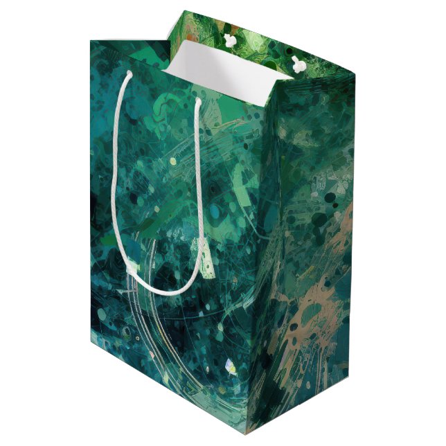 Green Noise Abstract Medium Gift Bag (Back Angled)