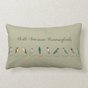 Green North American Hummingbirds Lumbar Cushion