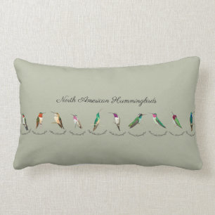 Green North American Hummingbirds Lumbar Cushion