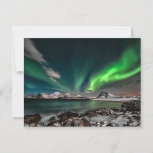 Green Northern Lights Arctic  Postcard