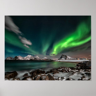 Green Northern Lights Arctic  Poster