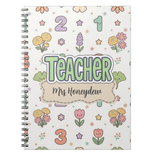 Green Numbers Teacher School Pattern Notebook