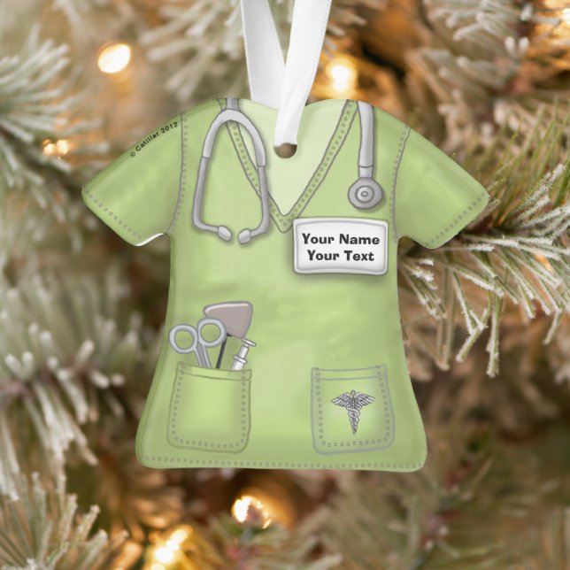 Green Nurse medical scrubs ornament (Tree)