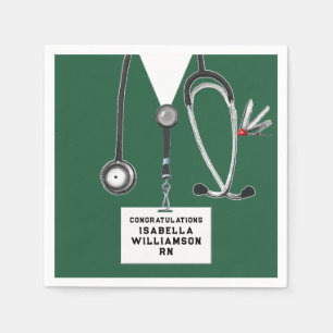 Green Nursing School Graduation Napkin