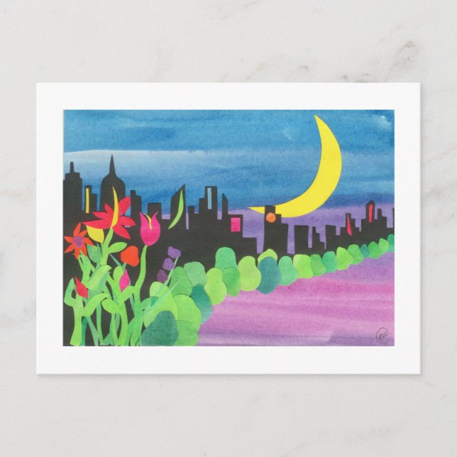 Green NYC at Night II 07-09 Postcard (Front)