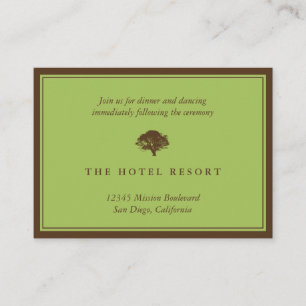 Green oak tree wedding reception enclosure cards