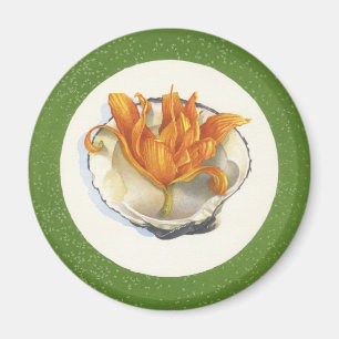 GREEN OCEAN ASH TRAY WITH ORANGE ACCENT MAGNET