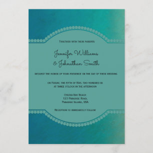Green ocean beach destination wedding invitations