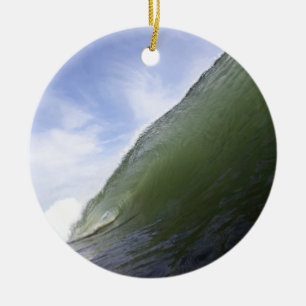 Green ocean surfing wave ceramic tree decoration