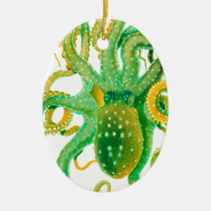 green octopus ceramic tree decoration