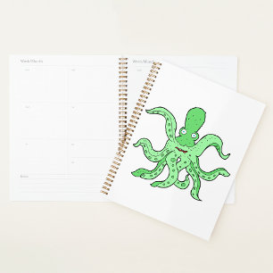 Green Octopus Character Quirky Sea Monster Planner
