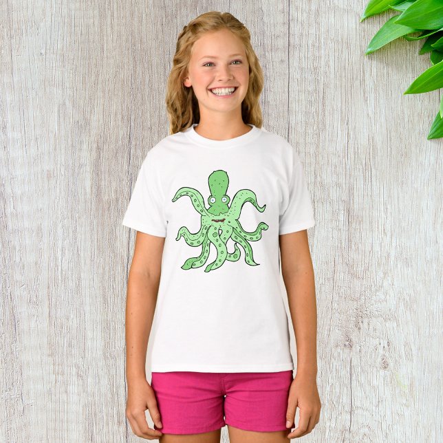 Green Octopus Character Quirky Sea Monster T-Shirt (Creator Uploaded)